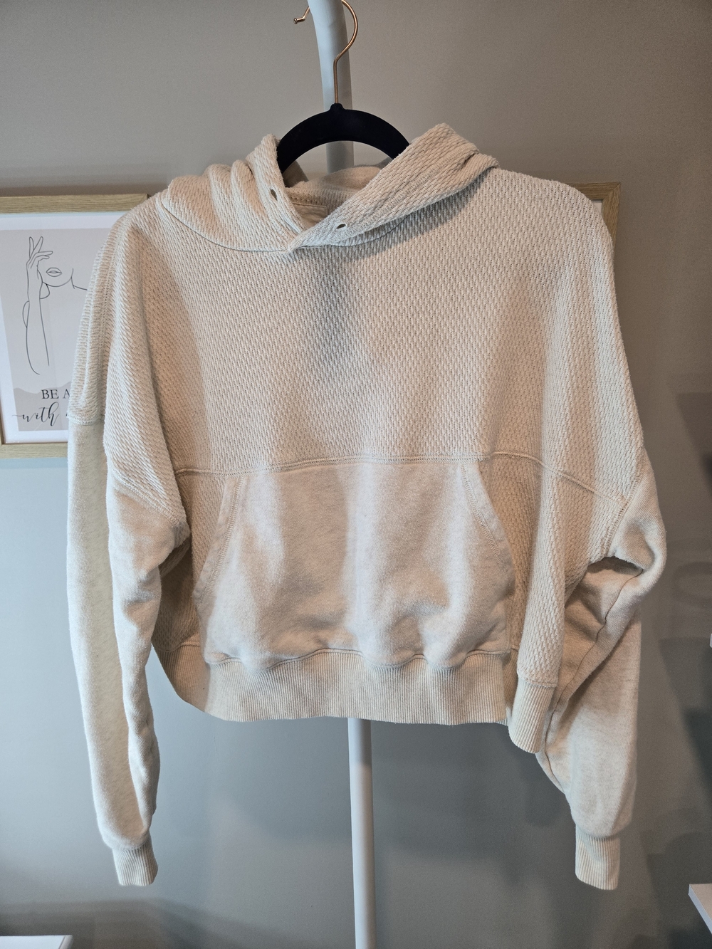 aerie Cream Textured Knit Hoodie *read*